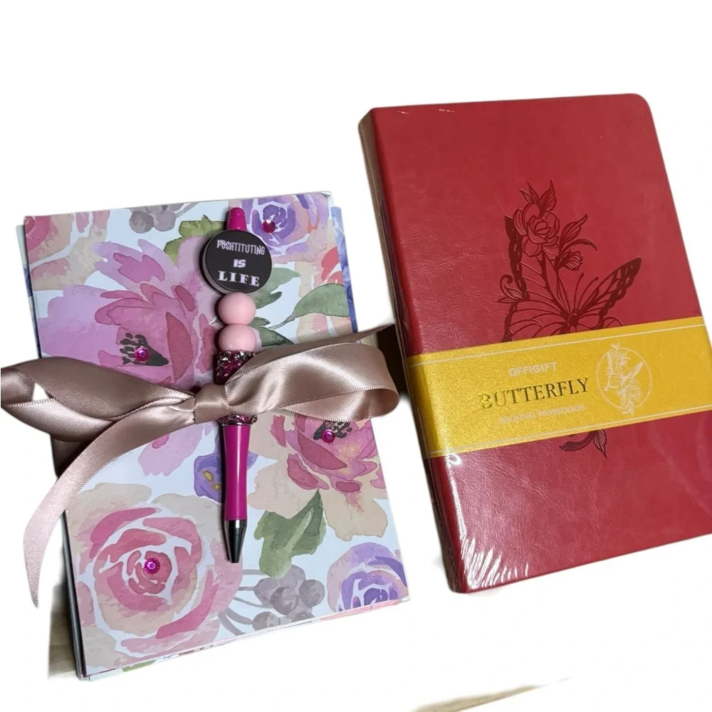 OFFIGIFT Butterfly Journal + Handmade Card Set & Poshtituting is life Pen - Picture 6 of 8